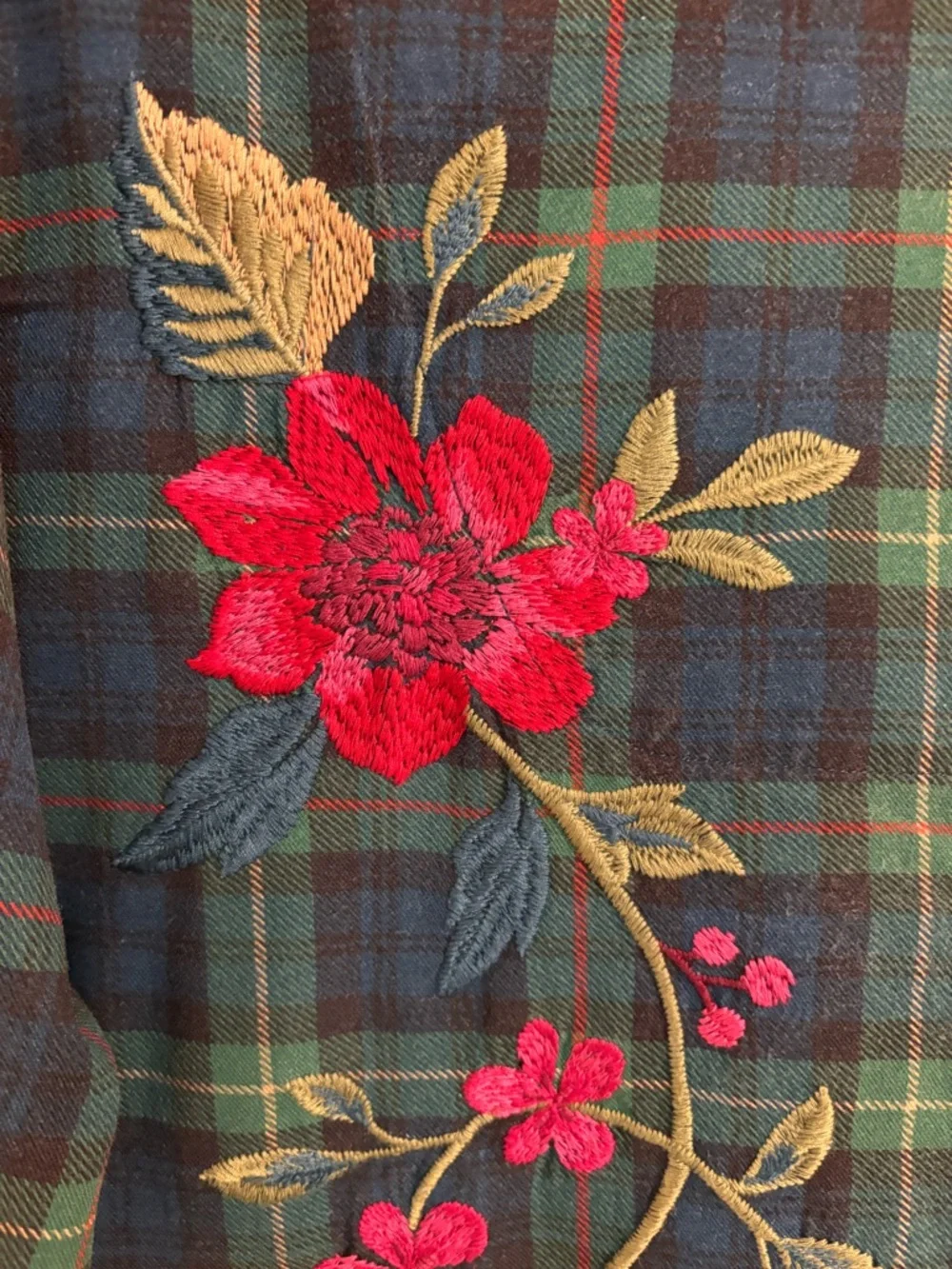 Johnny Was RHODA LONG Plaid Flannel Embroidered PJ SET - Picture 9 of 16